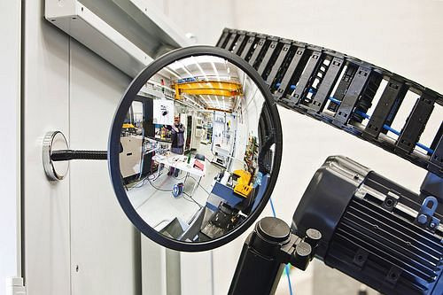 DENIOS Rundspiegel mit Magnethalterung, Durchmesser 450 mm, Spiegel aus Acrylglas, 207-517