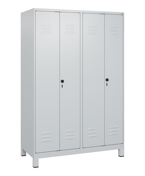 C+P Umkleidespind Classic PLUS SW, Füße, 4 Abteile, 1800x1200x500mm, 7035/7035, Drehriegel, 0800127-40 S10009