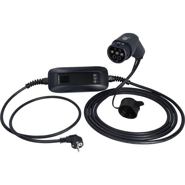 KS Tools Mobiel laadstation, Schuko / Type 2, LCD, 3,7 kw, 230 v, 6/8/10/15/16 a, 5,7 meter, 117.7615
