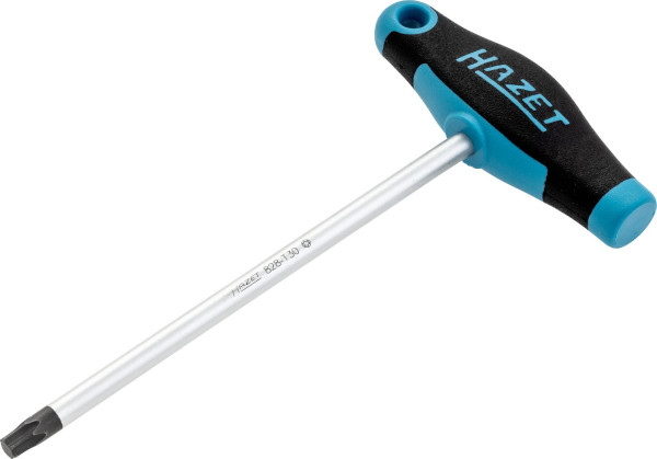 Hazet schroevendraaier, met T-greep, TORX® profiel aan de binnenkant, T30, ronde kling, ergonomische HAZET 2-componenten T-greep, 828-T30