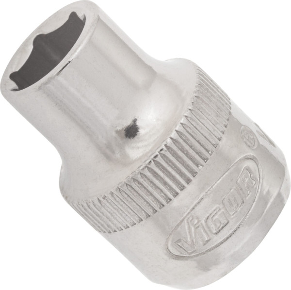 VIGOR dopsleutelinzet, hol vierkant 10 mm (3/8 inch), buitenzeskantprofiel, 8 mm, lengte: 28 mm, voor handbediening, V2276N