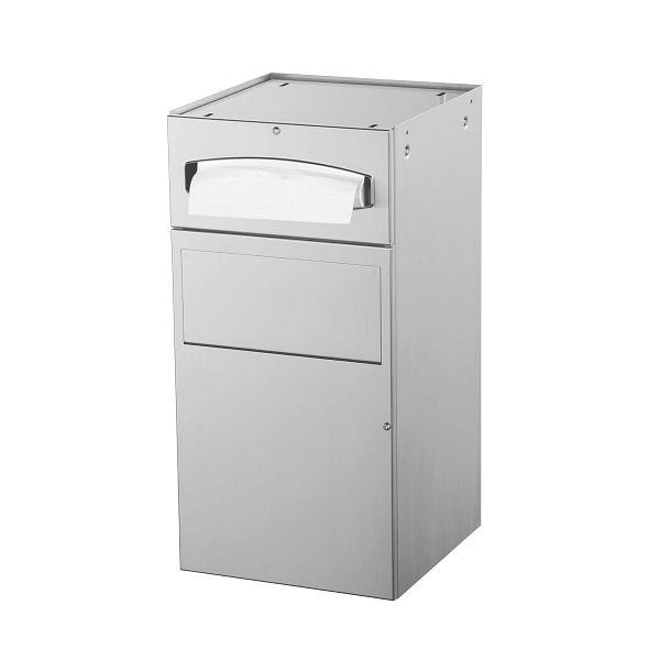 Air Wolf papieren handdoekdispenser en afvalbak, inbouwinstallatie, geborsteld RVS, 300 gevouwen papieren handdoeken, Sigma serie, 20-142