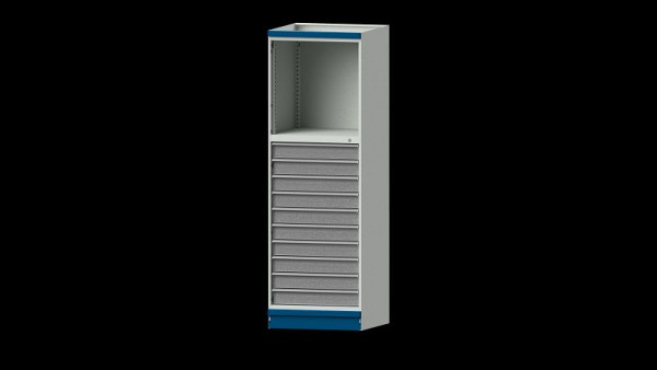 ANKE werkbanken basiskast modulair kastsysteem, model 103, 715 x 720 x 2200 mm, lege behuizing open, RAL 7035/5010, 631.006