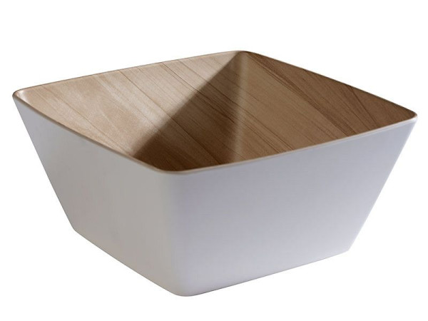 APS schaal -FRIDA-, 25 x 25 cm, hoogte: 12 cm, melamine, binnenkant: houtlook, buitenkant: wit, 84592