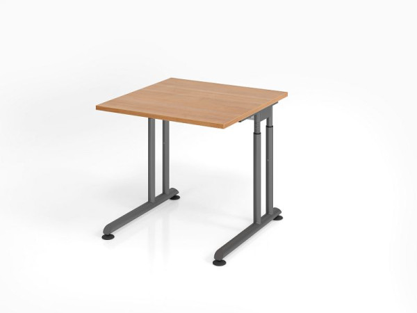 Hammerbacher bureau ZS08, 80 x 80 cm, blad: walnoot, 25 mm dik, ABS dikke rand, rechthoekige vorm, grafiet, VZS08/N/G