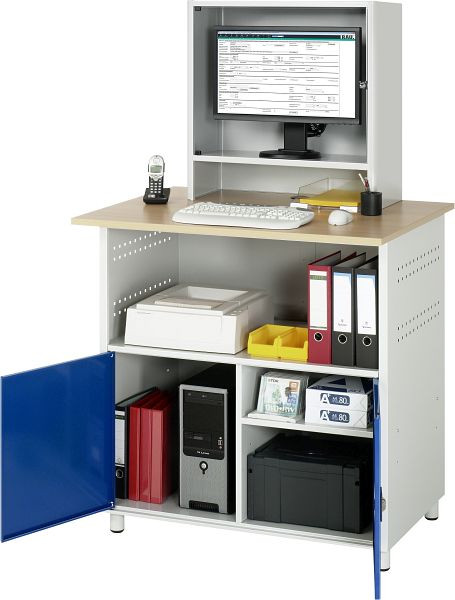 RAU computertafel, stationair, monitorbehuizing, 1100x1100x800 mm, 07-1023M3S.11