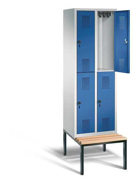 C+P locker dubbeldekker Evolo, H2090xW610xD815mm, kleur: lichtgrijs / gentiaanblauw, 48350-20 S10076