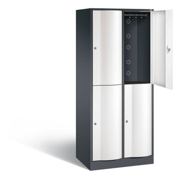 C+P locker dubbellaags Resisto, H1950xB772xD540mm, kleur: zwartgrijs / verkeerswit, 8270-272 S10178