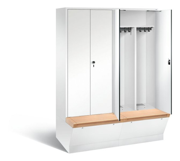 C+P zwart wit kastje Evolo, H2090xB1590xD815mm, kleur: verkeerswit / decor wit, 48056-42 S10170