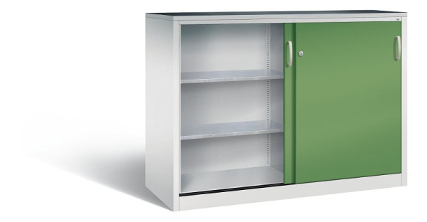 C+P schuifdeurkast Acurado, H1200xB1600xD600mm, kleur: lichtgrijs / reseda groen, beugelgreep, 2167-09 S10023