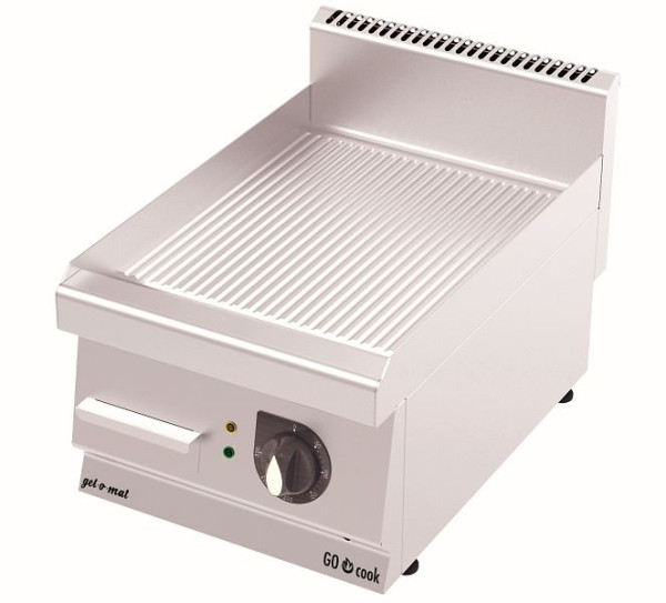 gel-o-mat Elektro Grill Platte CO Cook 600, Modell GG4060E, gerillte Platte, mit Fettauffangschale, 400mm, GG4060E