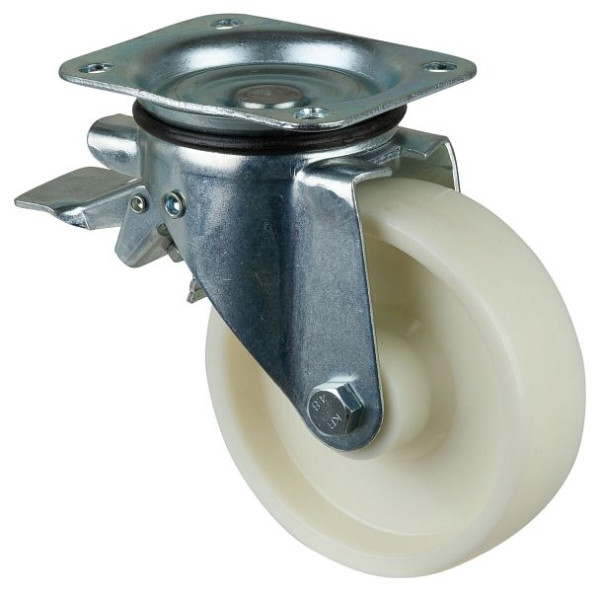 BS Rolls Zwaarlastwiel met rem, breedte 45 mm, Ø150 mm, tot 400 kg, loopvlak/wiellichaam kunststof, rollager, N120.B10.150