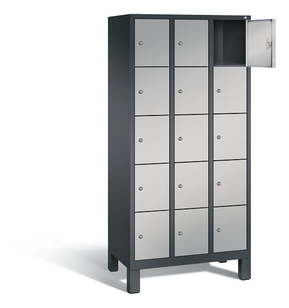 C+P lockerkast Evolo, H1850xB900xD500mm, kleur: zwart-grijs/wit aluminium, 48010-305 S10097
