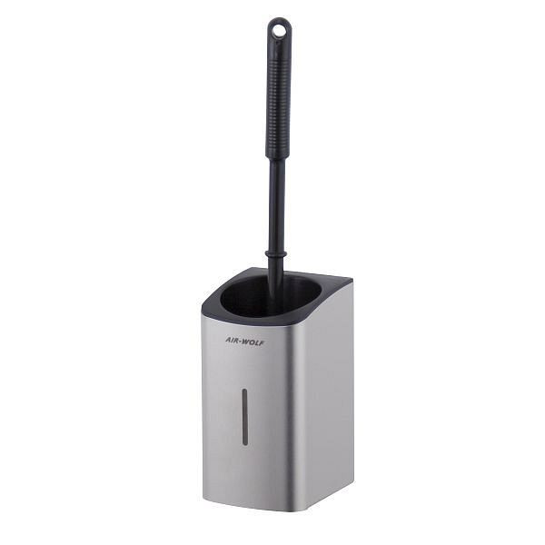 Air Wolf toiletborstelhouder, Alpha-serie, H x B x D: 185 x 100 x 113 mm (zonder handgreep), geborsteld roestvrij staal, 60-129