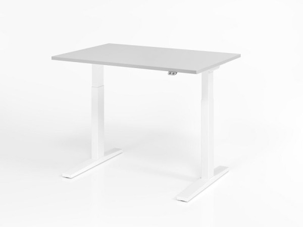 Hammerbacher bureau XMKA12, 120 x 80 cm, blad: grijs, 25 mm dik, ABS dikke rand, rechthoekige vorm, wit, VXMKA12/5/W
