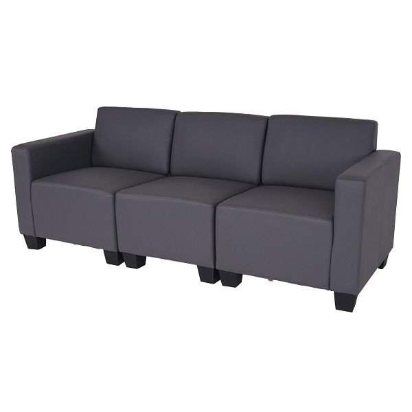 Mendler Modular 3-zitsbank Couch Lyon, imitatieleer, donkergrijs, 75183+75184+75185