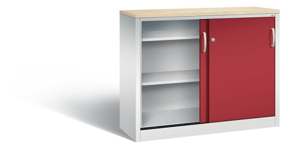 C+P dressoir met schuifdeuren Acurado, H1000xB1200xD400mm, kleur: lichtgrijs/robijnrood, beugelgreep, 2046-00 S10268
