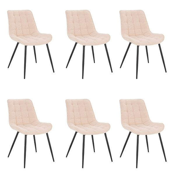 HOME DELUXE gestoffeerde eetkamerstoel set van 6 IKALO – corduroy crème, 50863