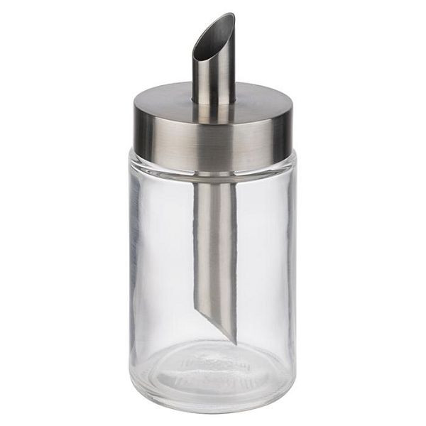 APS suikerdispenser, Ø 6 cm, hoogte: 14,5 cm, glas, 0,2 liter, schroefdeksel van roestvrij staal 18/8, 40509
