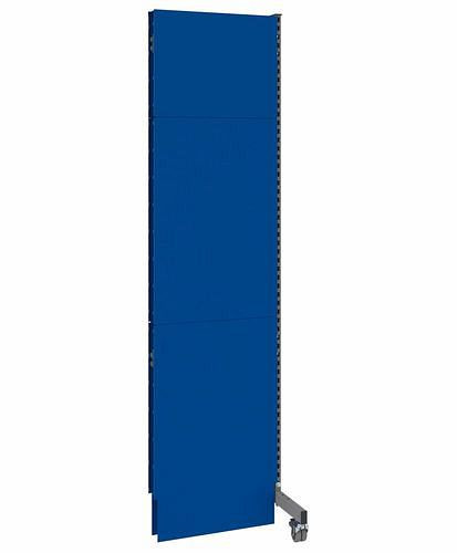 DENIOS mobiele akoestische scheidingswand, opzetpaneel, B 625, H 2500 mm, tweezijdige akoestische geperforeerde plaat, grijs/blauw, 293120