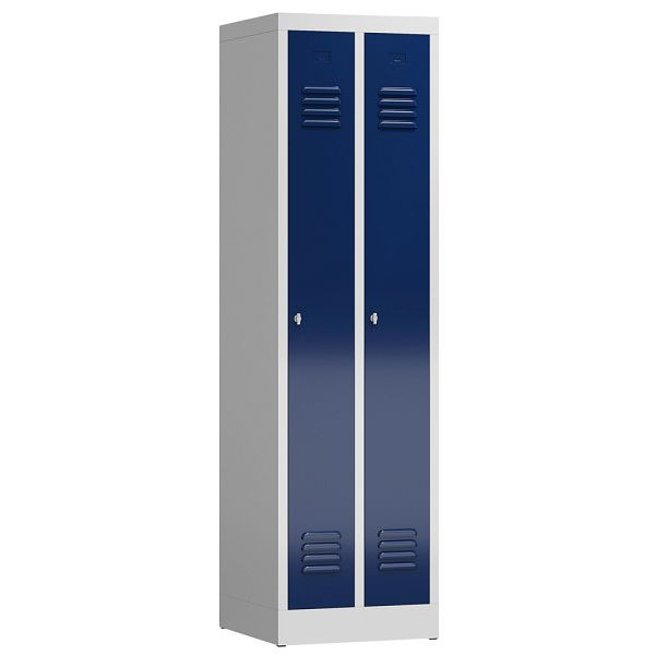 Lüllmann ClassiX kledingkast, 2 vakken, 1800 x 500 x 500 mm, lichtgrijs/gentiaanblauw, X-510101