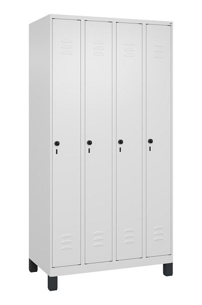 C+P Umkleidespind Classic PLUS, Füße, 4 Abteile, 1950x1000x500mm, 9016/9016, Drehriegel, 080010-49 S10014