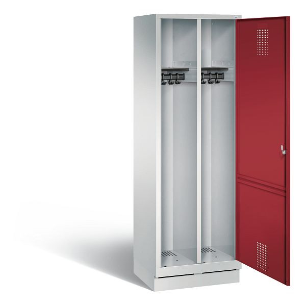C+P zwart wit kastje Evolo, H1800xW610xD500mm, kleur: lichtgrijs/robijnrood, 48220-20 S10031