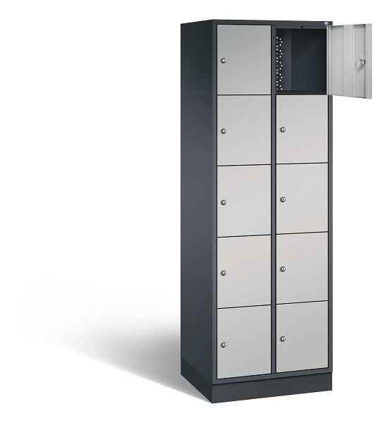 C+P lockerkast Intro, H1950xW620xD490mm, kleur: zwart-grijs/wit aluminium, 8570-201 S10156