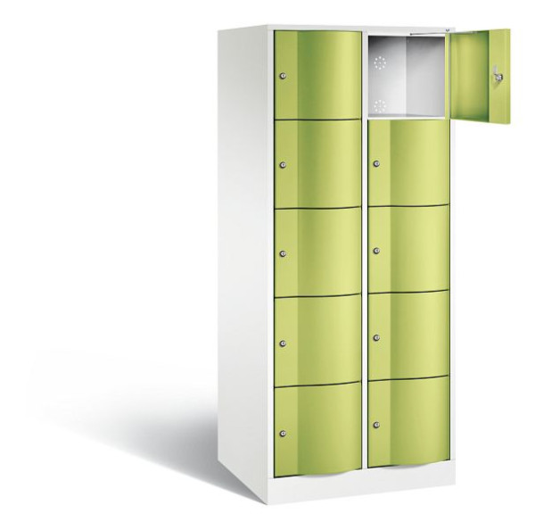 C+P XL lockerkast Resisto, H1950xB772xD640mm, kleur: verkeerswit / virid green, 8570-273 S10146