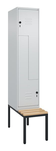 C+P Z-Spind Classic PLUS, met onderbank, 2 vakken, 2120x400x815mm, 7035/7035, draaigrendel, beuken zitlat, 0800537-122 S10009