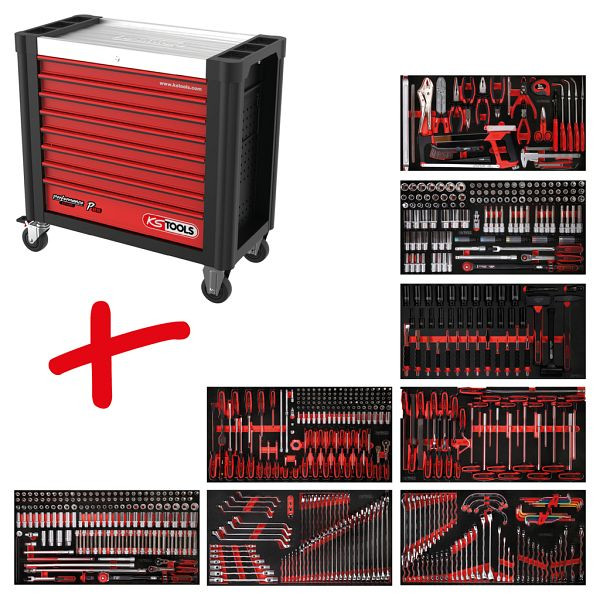 KS Tools PERFORMANCEplus werkplaatswagenset P25, met 660 gereedschappen en 8 laden, 825.8660