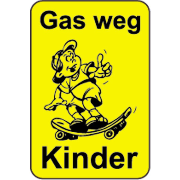 Steen HGS kinderinformatiebord/verkeersbord Gas off kinderen, 650x1000mm, reden: geel geschilderd, 14774