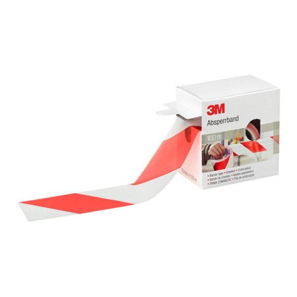 Stone HGS afzetlint 3M, enkele rol, scheurvast, breedte 70 mm, lengte 100 m, rood/wit, 3m1611