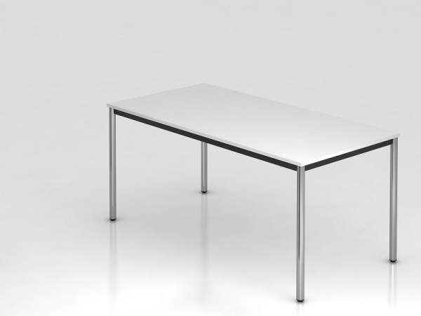 Hammerbacher vergadertafel rond onderstel 160x80 wit/chroom, rechthoekige vorm, VDR16/W/C