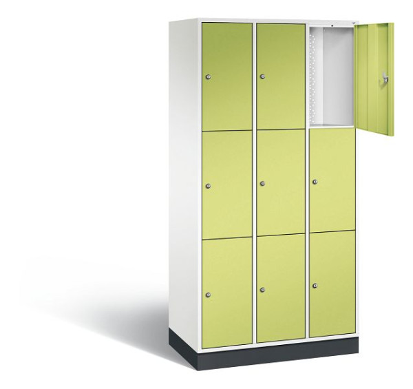 C+P lockerkast Intro, H1950xW920xD490mm, kleur: verkeerswit / virid green, 8370-301 S10069