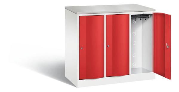 C+P locker Resisto, H1077xB1148xD540mm, kleur: verkeerswit / vuurrood, 8271-372 S10106