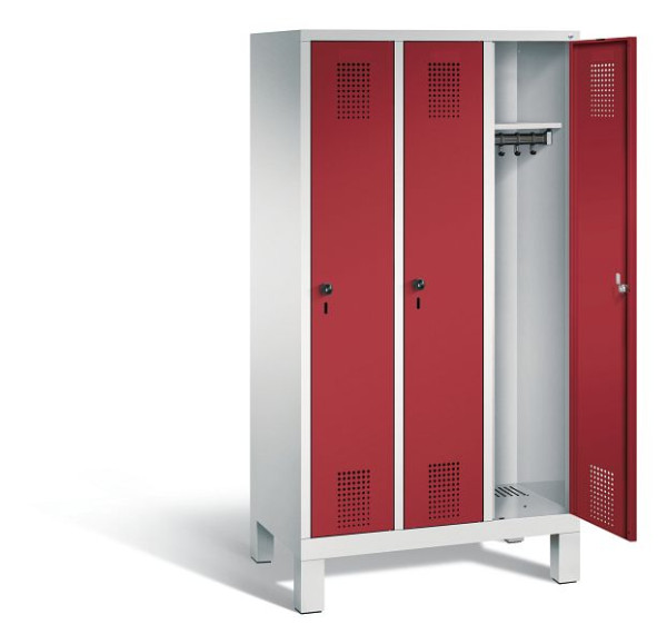 C+P schoolkluisje Evolo, H1650xW900xD500mm, kleur: lichtgrijs/robijnrood, 480106-30 S10028