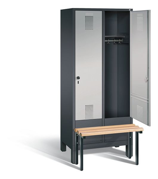 C+P Evolo kleerkast, H1850xW810xD815mm, kleur: zwart-grijs/wit aluminium, 48030-22 S10034