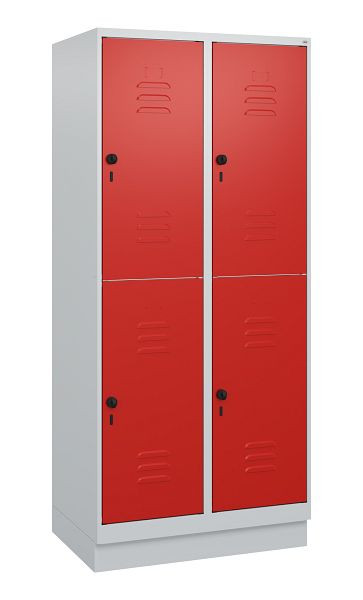 C+P Doppelstöckiger Spind Classic PLUS, Sockel, 2 Abteile, 1800x800x500mm, 7035/3020, Drehriegel, 0803207-22 S10002