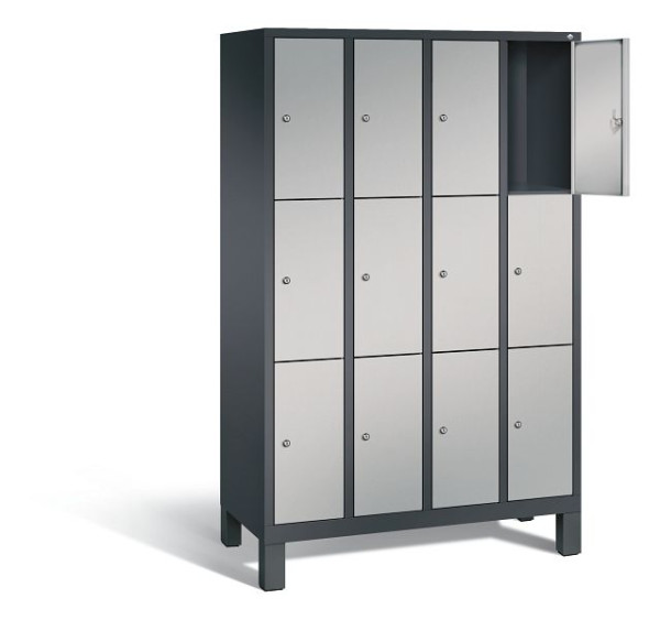 C+P lockerkast Evolo, H1850xB1190xD500mm, kleur: zwart-grijs/wit aluminium, 48010-403 S10164