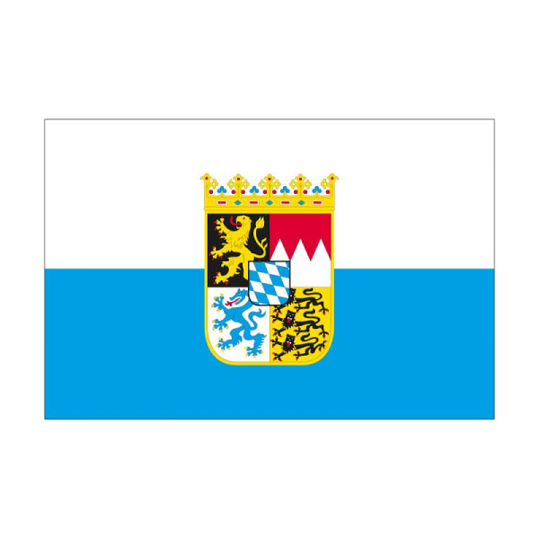 Stein HGS HGS Beierse staatsvlag (wit/blauw met wapen), 200 x 335 cm (liggend formaat), met touw en lus, FlagTop 160 g/m², voor vlaggenmasten vanaf 8 m, zonder ajourzoom, 26141