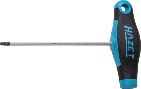 Hazet schroevendraaier, met T-greep, TORX® profiel aan de binnenkant, T15, ronde kling, ergonomische HAZET 2-componenten T-greep, 828-T15