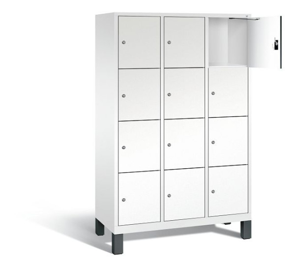 C+P lockerkast Evolo, H1850xB1200xD500mm, kleur: verkeerswit / decor wit, 48010-324 S10227