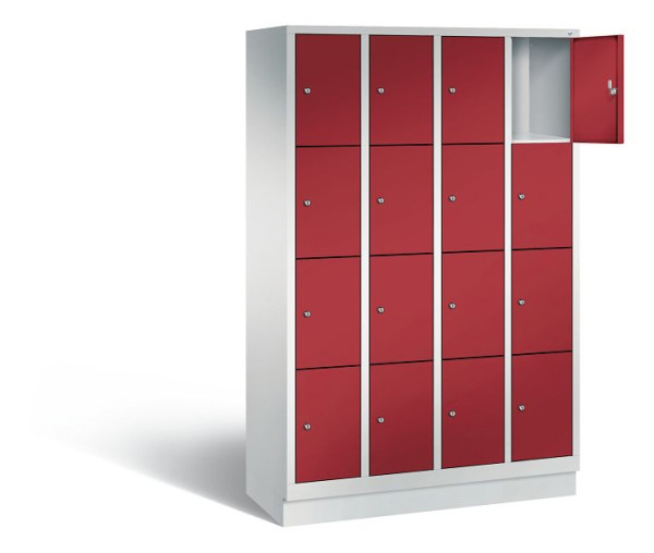 C+P lockerkast Evolo, H1800xB1190xD500mm, kleur: lichtgrijs/robijnrood, 48020-404 S10003