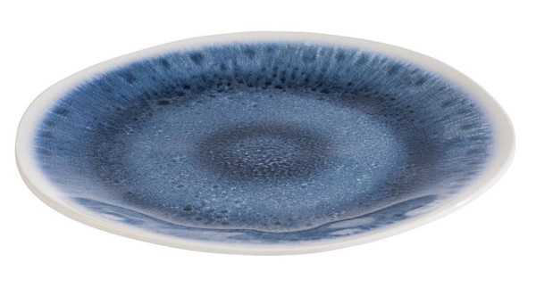 APS bord -BLUE OCEAN-, Ø 26,5 cm, hoogte: 2 cm, melamine, binnenkant: decor, blauw, buitenkant: wit, 84675