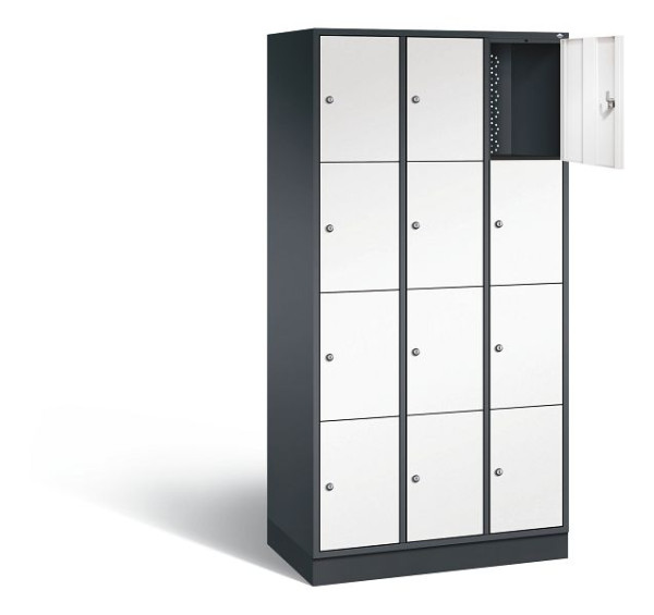 C+P lockerkast Intro, H1950xW920xD490mm, kleur: zwartgrijs / verkeerswit, 8470-301 S10151