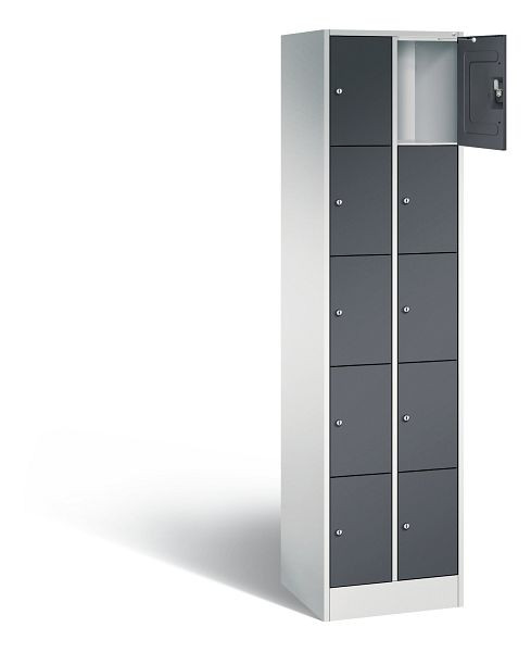 C+P lockerkast serie 8070, H1950xB460xD480mm, kleur: lichtgrijs / zwartgrijs, 80700-20 S10289