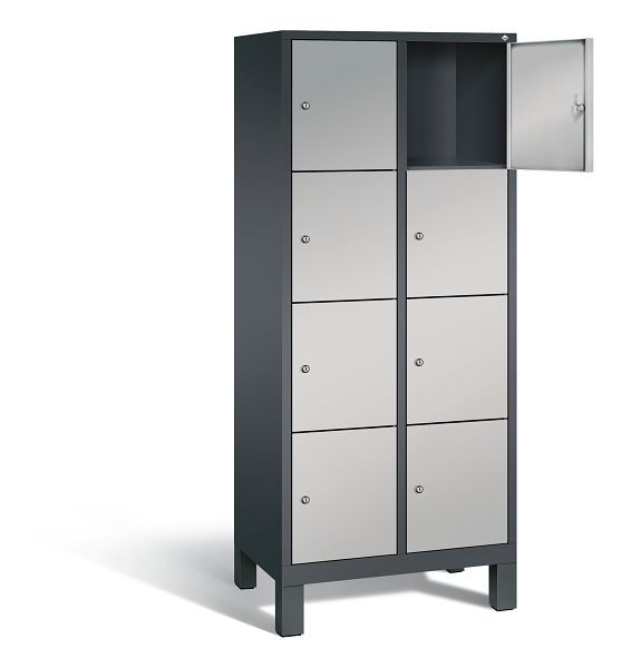 C+P lockerkast Evolo, H1850xW810xD500mm, kleur: zwart-grijs/wit aluminium, 48010-224 S10183