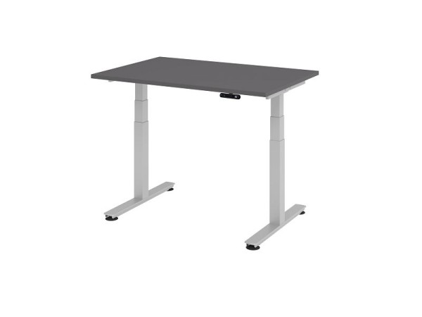 Hammerbacher elektrisch zit-sta bureau 120x80cm grafiet, zilver, werkhoogte 63,5-128,5 cm, VXDSM12/G/S