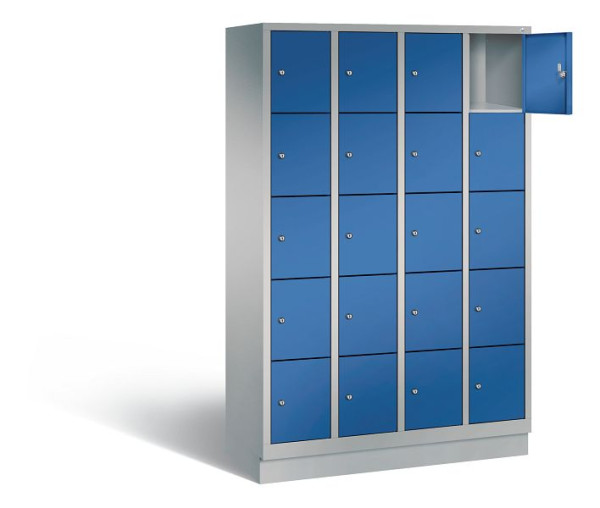C+P lockerkast Evolo, H1800xB1190xD500mm, kleur: wit aluminium / gentiaanblauw, 48020-405 S10317